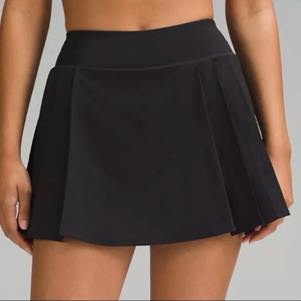 lululemon athletica Black Side-Pleat High-Rise Tennis Skirt
